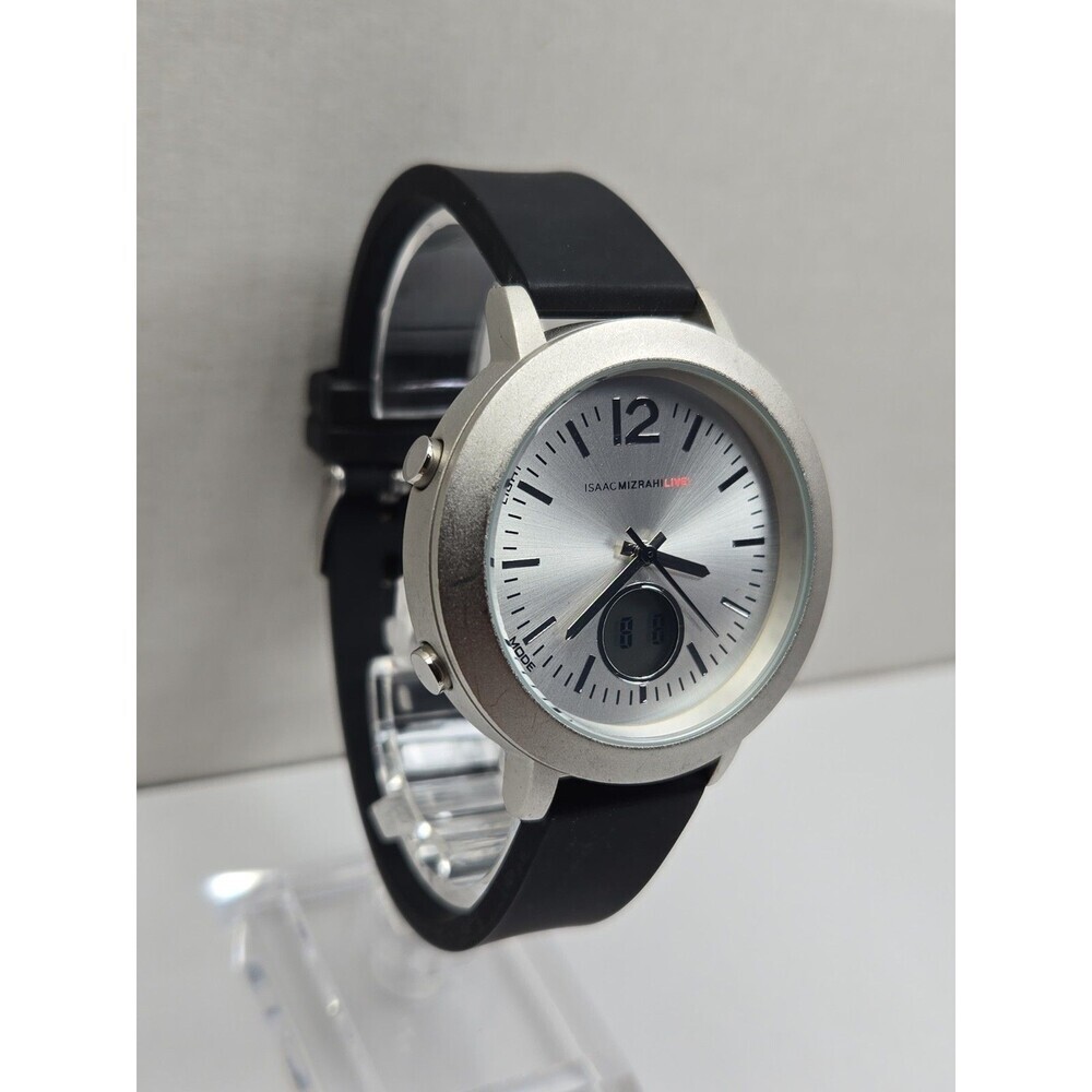 Isaac Mizrahi Live Womens Sport Analog Digital Silver Silicone Watch New Battery - Picture 3 of 12